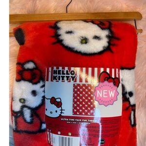 Hello Kitty Red and White Faux Fur Throw